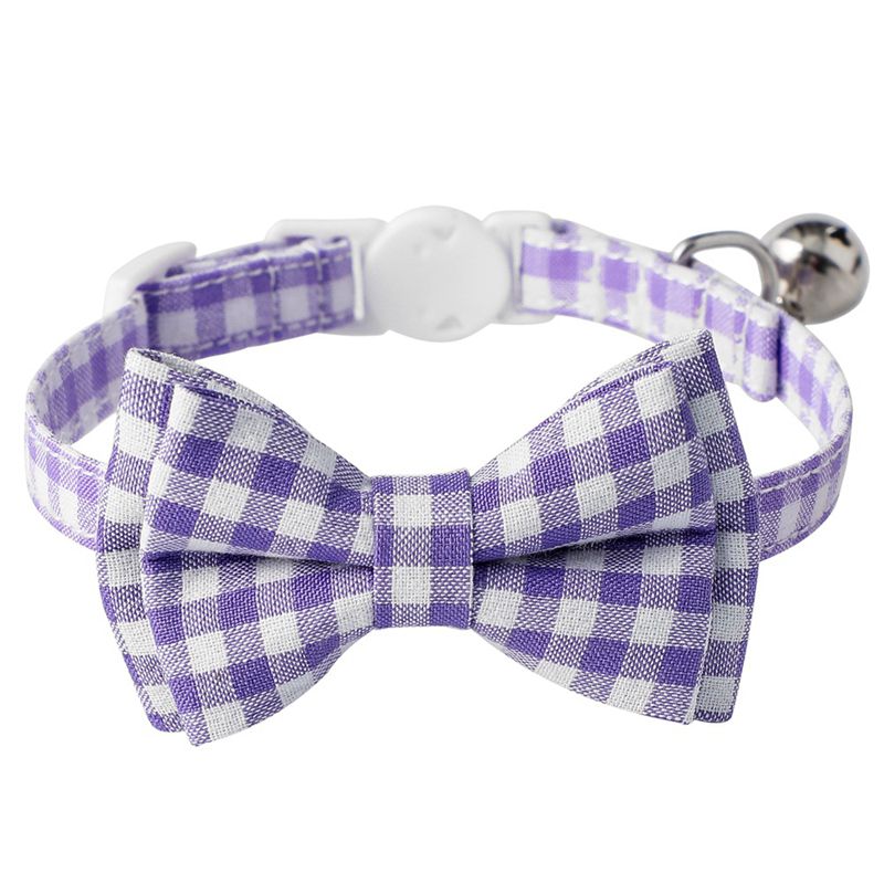 Plaid Bowtie Cat Breakaway Bow Tie Fashion Halloween Xmas Collars With Bell Pet Collar For Wedding Birthday Party Accessories 0703