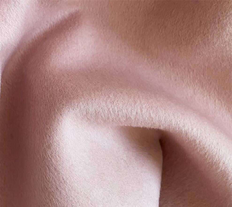 Double faced cashmere coat for women in autumn and winter- medium length new style cashmere double faced woolen coat powder s-m