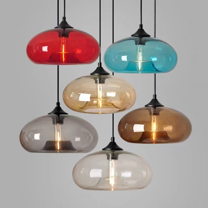 pendant lights glass Loft Pendant Lamps E27 85V-265V Lighting Fixture color glass ball pendant light hanging lights