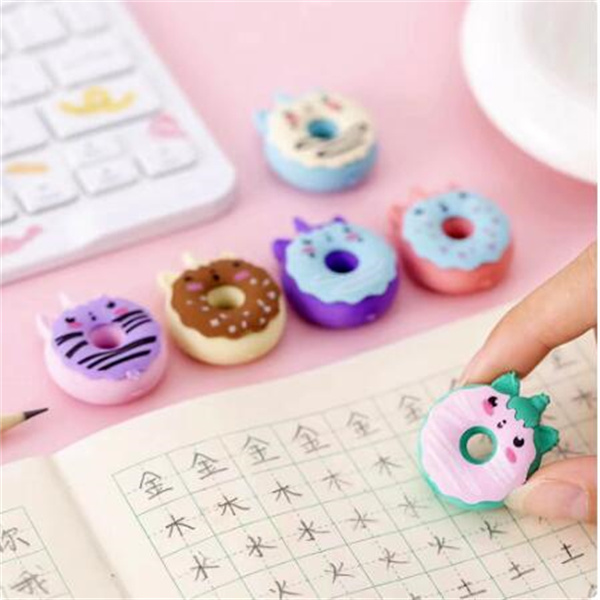 Cute Kawaii Unicorn Donut Rubber Eraser Creative Pencil Erasers School Supplies Stationery Kids Students Cool Prizes GC2423