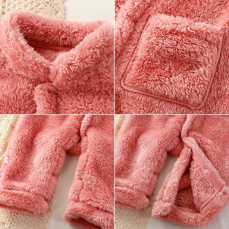 Rompers Soft Plush Winter Baby Jumpsuit for Boy Girl Warm born Romper Solid Color Toddler Clothes Infant Onesie Kids Homewear 231026