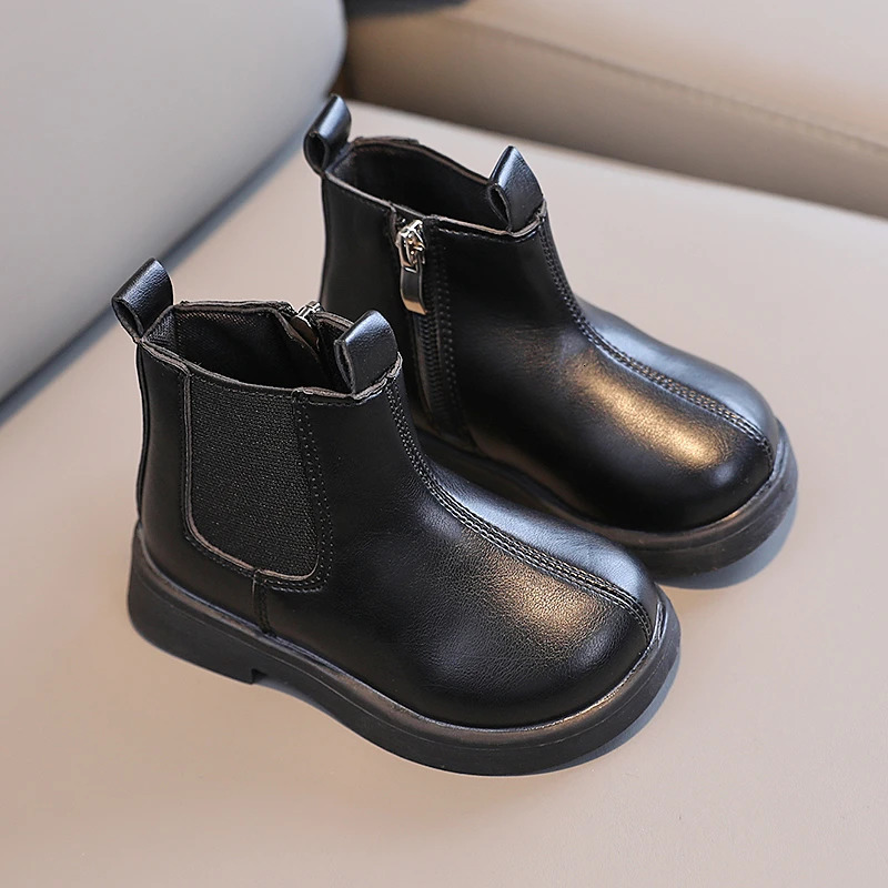 Boots Children Short Boots Winter Girl Pure Color Soft Black Leather Boots Cuhk Children's Princess Boots Restoring Ancient 231026