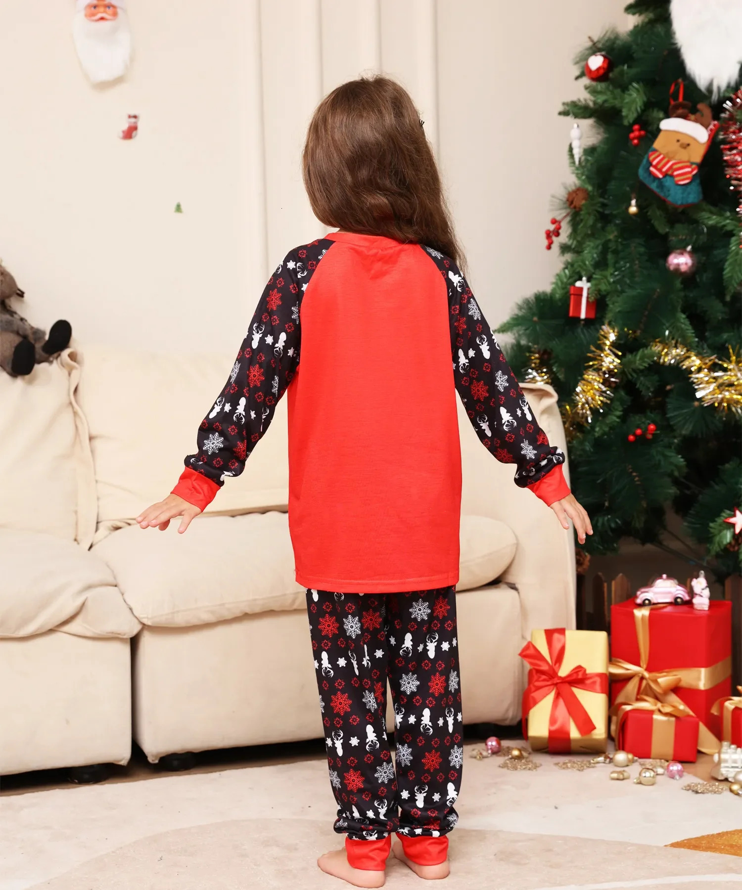 Family Matching Outfits Merry Christmas Winter Pajamas Set Lattice Print for Parent child Clothes Sleepwear 231027