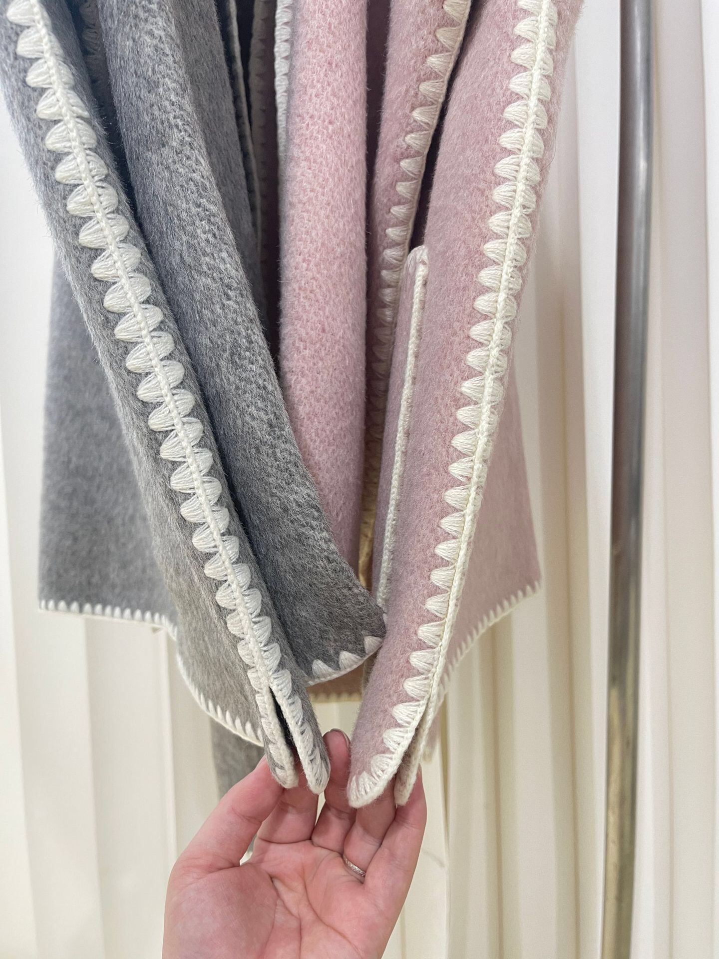 Double faced cashmere coat for women in autumn and winter- medium length new style cashmere double faced woolen coat powder s-m