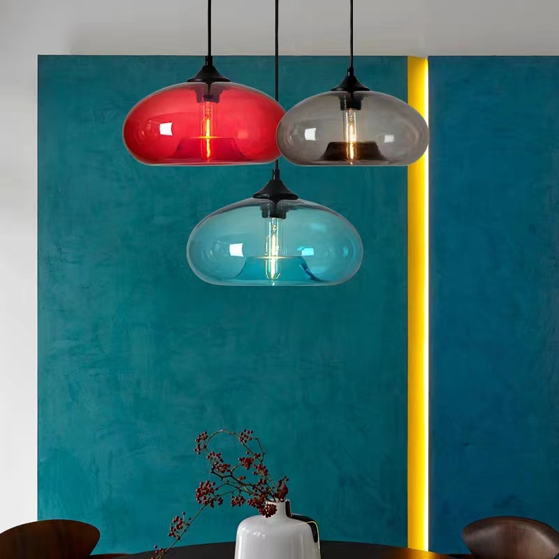 pendant lights glass Loft Pendant Lamps E27 85V-265V Lighting Fixture color glass ball pendant light hanging lights