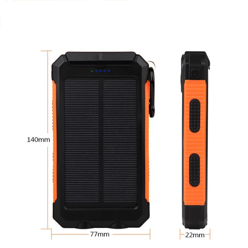 20000mAh Solar Power Bank Dual USB Output Portable External Battery Pack Powerbank With LED Light For iPhone 12 Xiaomi 9 Samsung