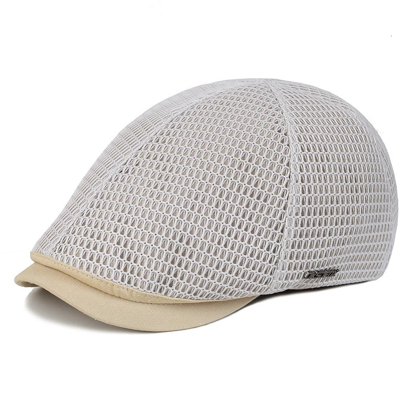 Berets Mesh sboy Caps Summer Men Women Hats Breathable Beret Outdoor Gorro Hombre Boina Golf Hat Fashion Casual Solid Flat Cap 231027