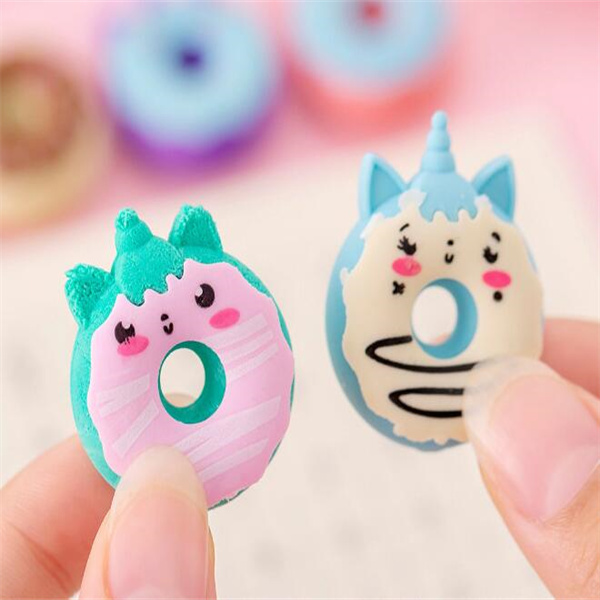 Cute Kawaii Unicorn Donut Rubber Eraser Creative Pencil Erasers School Supplies Stationery Kids Students Cool Prizes GC2423