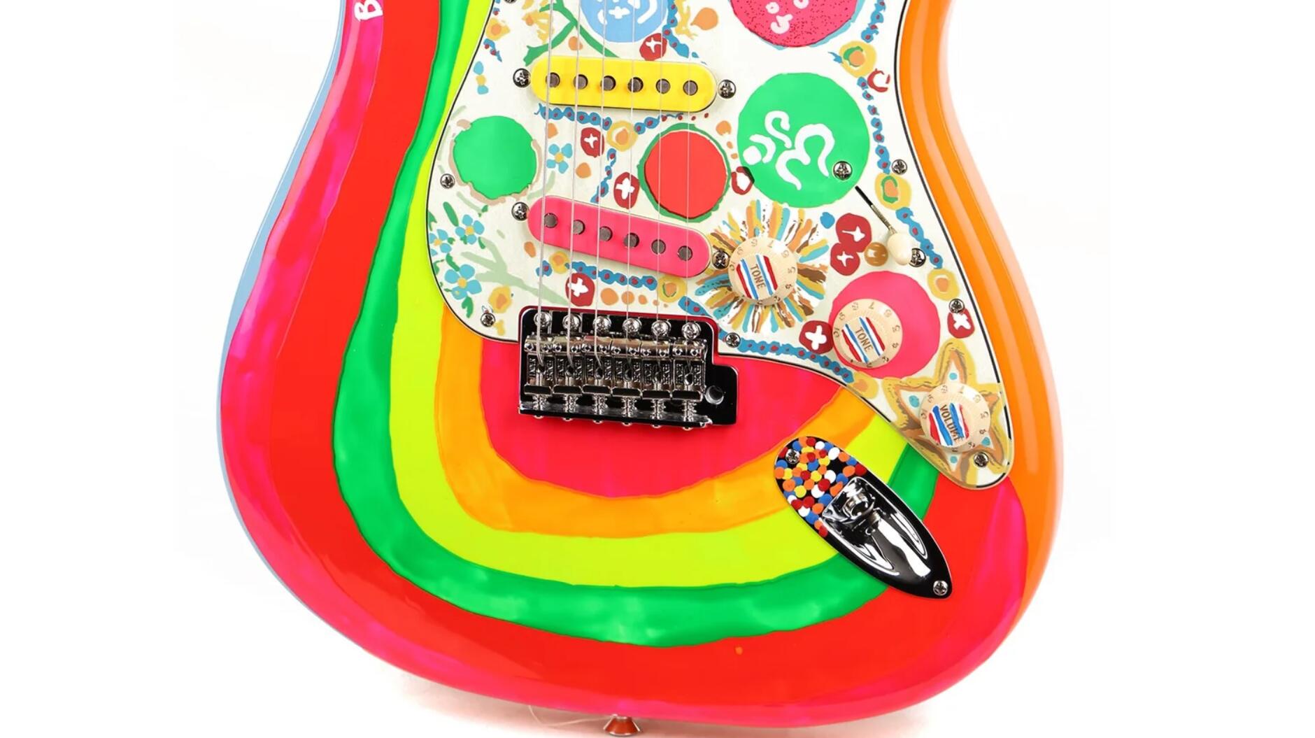 GeorgeHarrison Sonic Blue Rocky Graphic China Electric Guitar Vintage Tuners SSS Pickups Tremolo Bridge Whammy bar