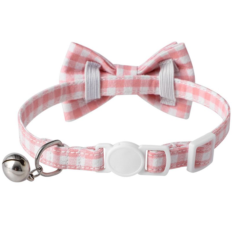 Plaid Bowtie Cat Breakaway Bow Tie Fashion Halloween Xmas Collars With Bell Pet Collar For Wedding Birthday Party Accessories 0703