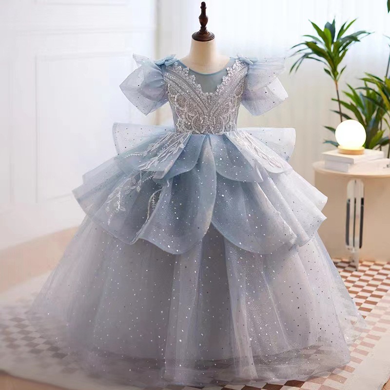 Wer Dress Shiny Lace Toddler Or Length Bridesmaid For Girl Urious Crystals Ball Gown Tiers Tulle Lilttle Kids Birthday Pageant Weddding Gowns 403 6660