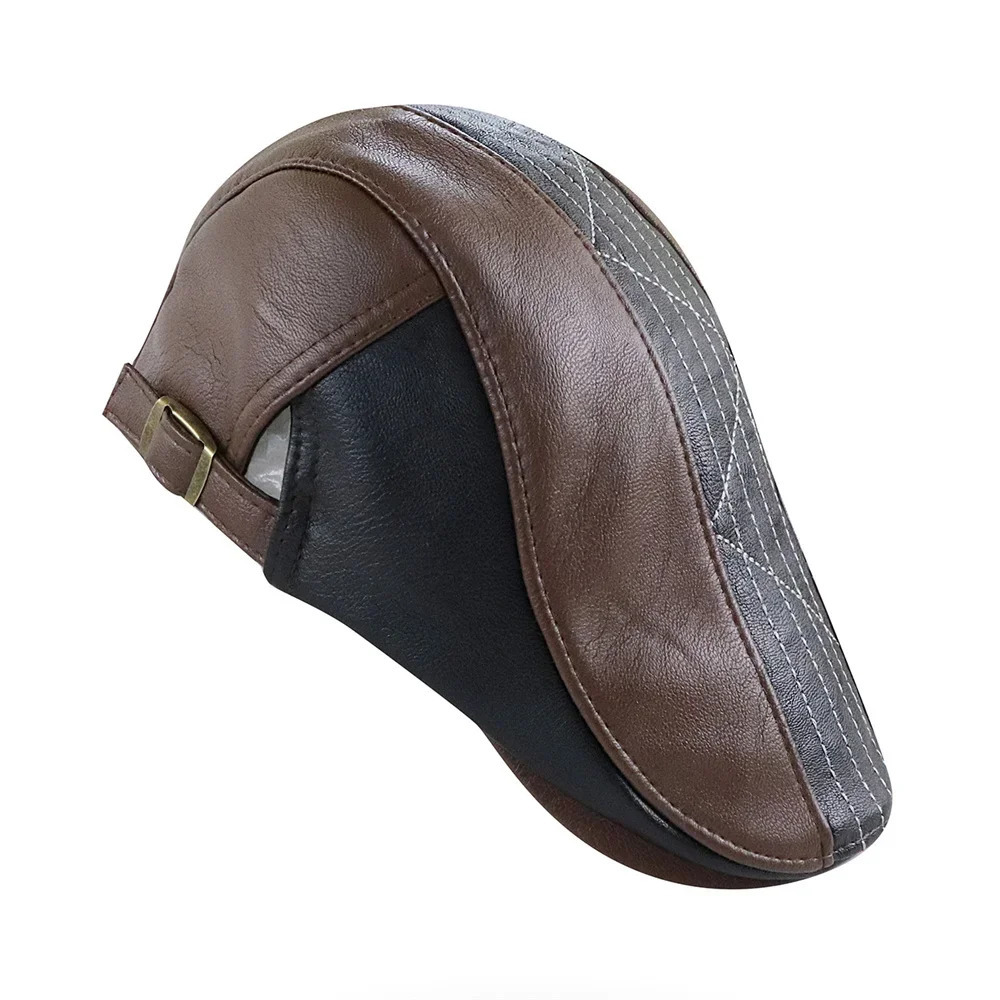 Berets TOHUIYAN Men Leather Berets Hats Vintage Gentleman Flat Caps Boinas Para Hombre Ivy Hat Irish Outdoor Adjustable Driver Hats 231027