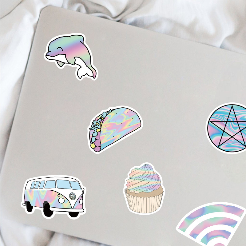 50pcs Laser Girl Stickers for Skateboard, Cool Roller Holographic Laser Waterproof Stickers for Teens Water Bottles Phone Guitar Travel Case Bike Moto