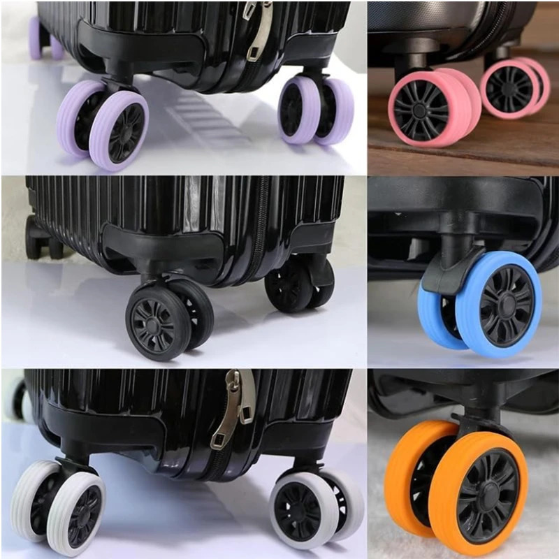Bag Parts Accessories 8 4PCS Luggage Wheels Protector Silicone Caster Shoes Travel Suitcase Reduce Noise Cover 231026