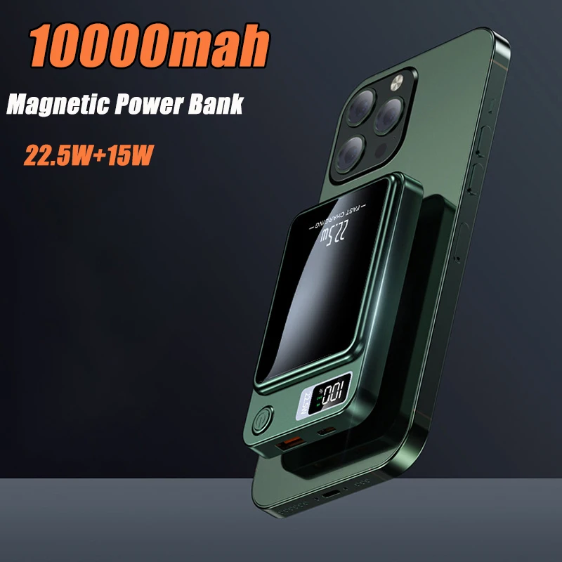 PD20W 10000mAh Magnetic Power Bank For iPhone 12 13 14 Pro Max Ultra Thin Portable External Battery Pack Wireless Power Bank