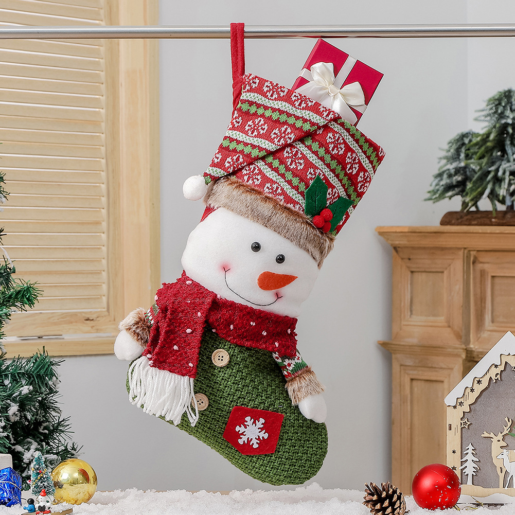Ornaments Santa Tree Hanging Snowman Stocking Soc Elk Cute Decorations Holders Christmas Snowflake Claus Pendant Xmas Stockings Candy Gift Bags s