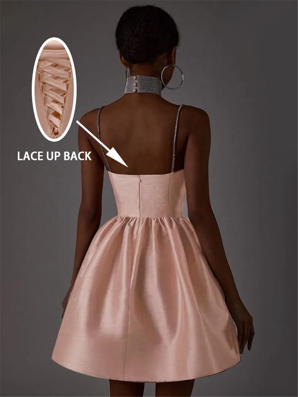 Spaghetti Straps Homecoming Dresses Princess Appliques Beaded Lace Up Mini Cocktail Formal Occasion Birthday Prom Graudation Cocktail Party Gowns HD10
