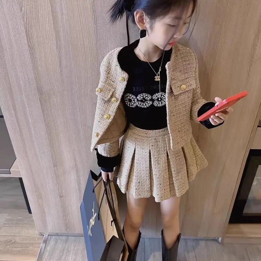 Clothing Sets baby Girls Outfits blazer Pleated skirt 2pcs kids girls clothes set Style 2 16 years coat skirt teen girl clothing suit 231027