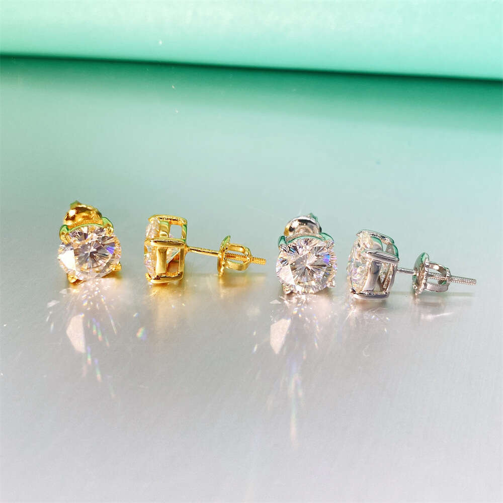Moissanite Men's Women's Hip Hop S925 Silver Cherry Blossom Cut Diamonds Vvs Stud