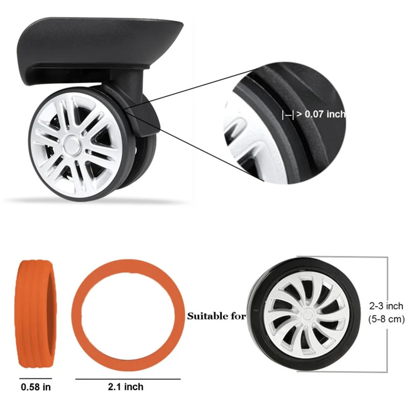 Bag Parts Accessories 8 4PCS Luggage Wheels Protector Silicone Caster Shoes Travel Suitcase Reduce Noise Cover 231026