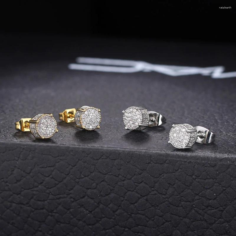 Stud Earrings Retro For Men Luxury Gold Color Punk Jewelry Iced Out Zircon Hip Hop Ear Ring Womens Accessories Wholesale OHE003
