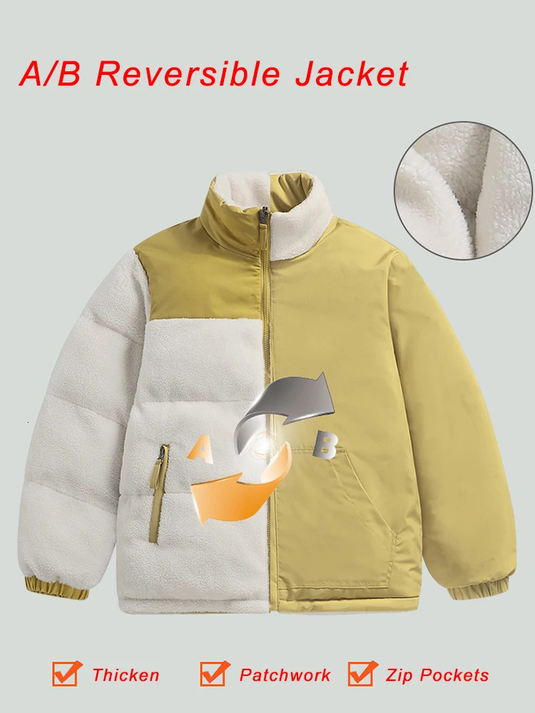 Men's Down Parkas 2023 Winter Thicken Warm Fleece Reversible Jacket Stand Collar Windbreaker Thermal Padded Coat Plus Size 8XL 231026