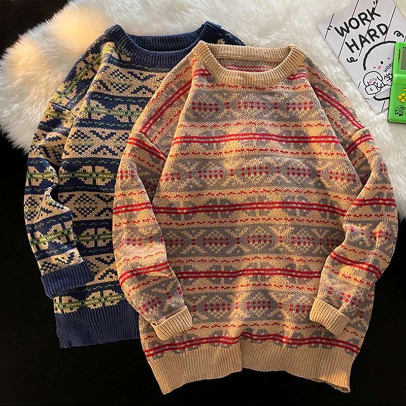 Men's Sweaters Mens Sweater Vintage Pullover Turtleneck Casual sweaters for men clothing geometry pullovers Casual Male clothes 231026