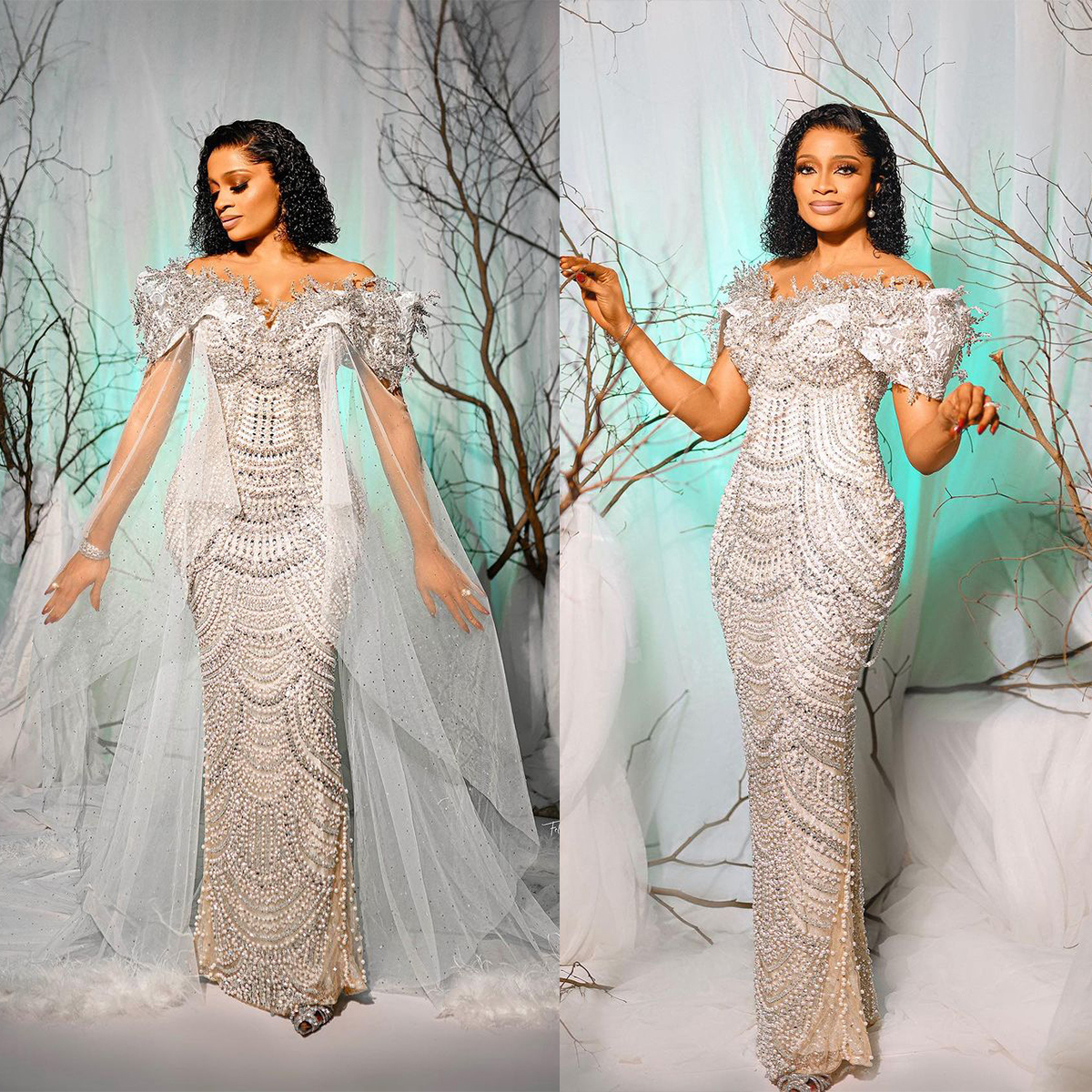 Luxurious Pearls Wedding Dresses Fashion Off The Shoulder Beading Applique Mermaid Gown vestidos de novia Custom Made