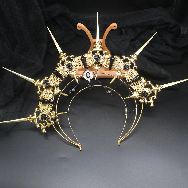 Headbands DIY Material Package Gothic Halo Crown Headband Vintage Church Mary Baroque Virgin Tiara Headwear Lolita Headpiece Accessories 231025