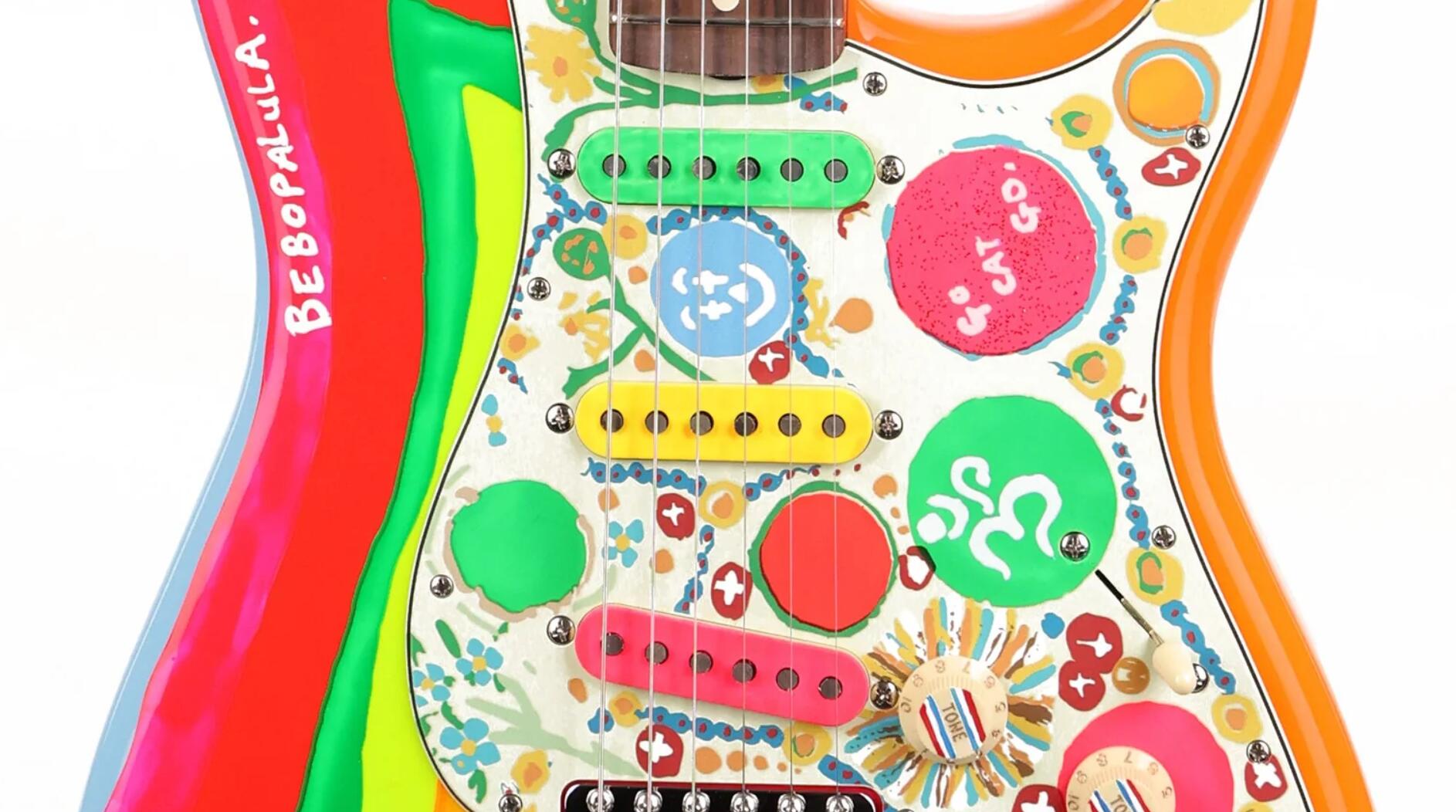 GeorgeHarrison Sonic Blue Rocky Graphic China Electric Guitar Vintage Tuners SSS Pickups Tremolo Bridge Whammy bar