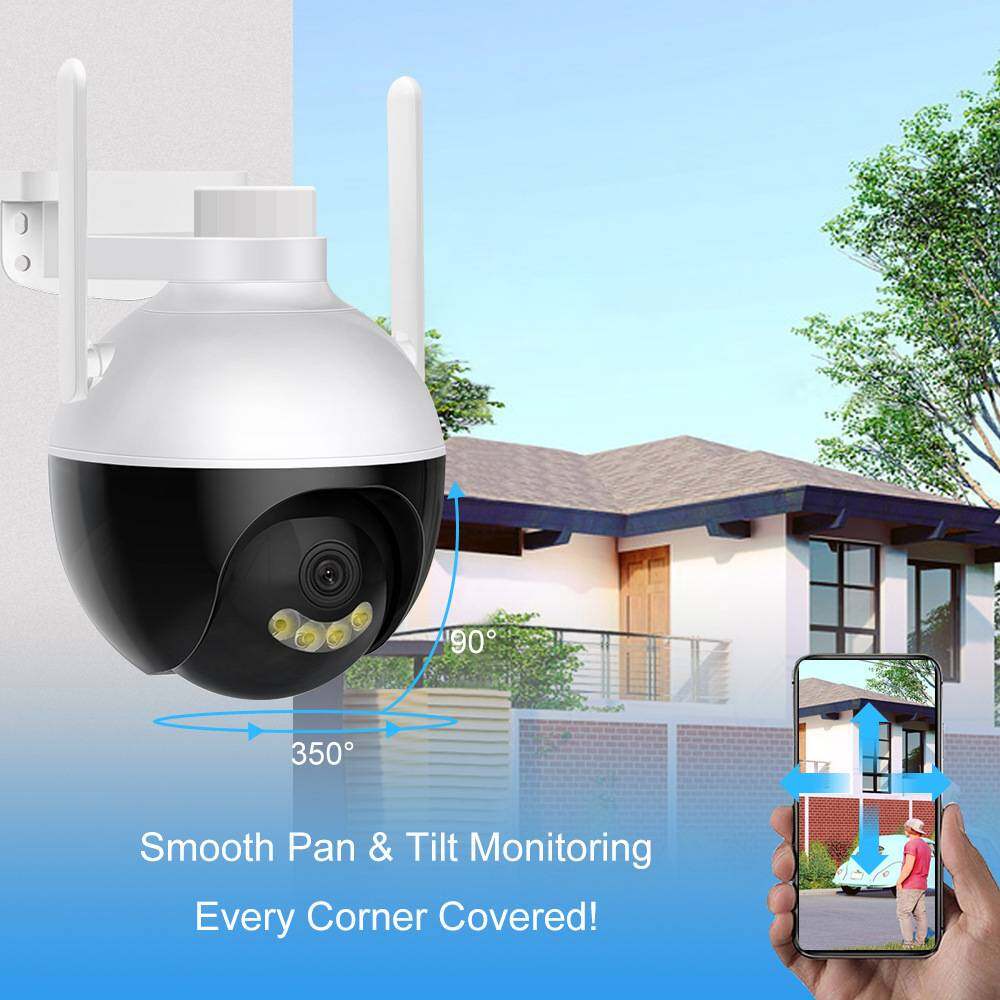 V380 Monitor IP Camera 4 Lights Black Outdoor HD Full Color Night Vision Mobile Phone Remote Monitoring Wireless Wifi Network Connection