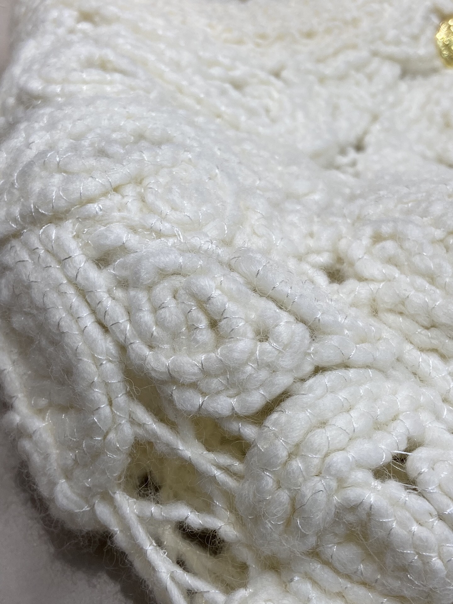 Off White ce Heavy Industry Hook Flower Hollow Knitted Cardigan Small Fragrance C Coat Female