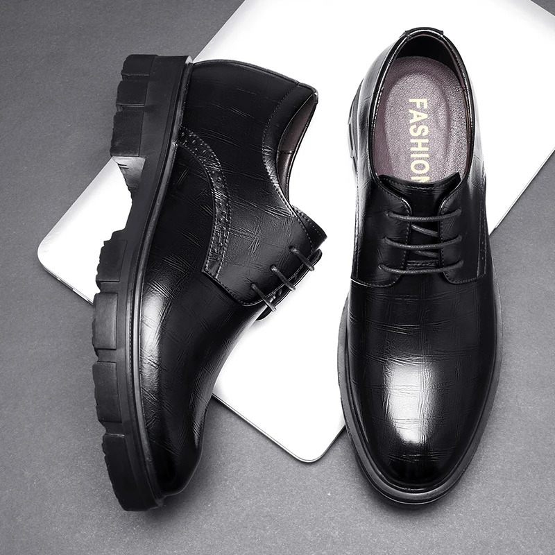 Dress Shoes High Heel Black Man Formal Office Leather for Men Elegant Business Elevator Heighten 810cm Platform 231026