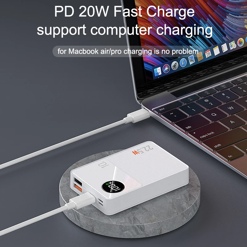 22.5W Fast Charging 30000mAh Power Bank Portable External Battery Charger for iPhone 13 Xiaomi Huawei PD20W Powerbank For Laptop