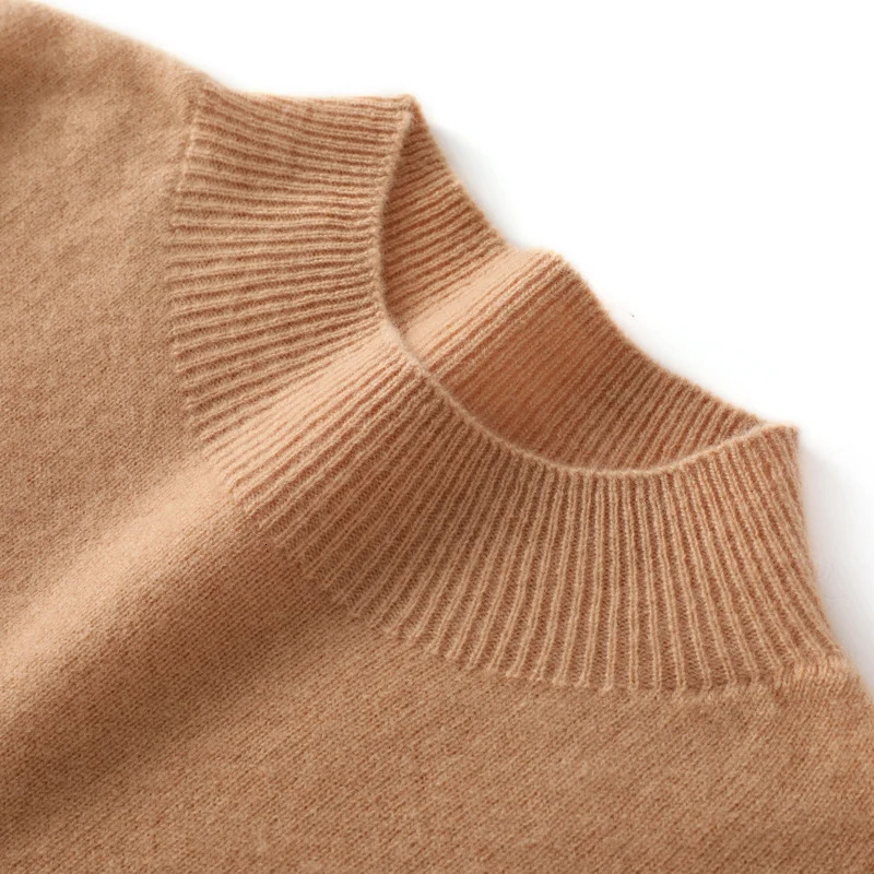 Men's Sweaters 100% Pure Wool Men's Sweater High Neck Knitted Long Sleeve Men's Pullover Basic Solid Color Casual Fashion Men's To
