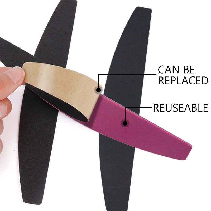 Nail Files 1PCS Plastic File Replacement Buffer Block Metal Handle With Black Sand Paper Strips Sanding Manicure 231027
