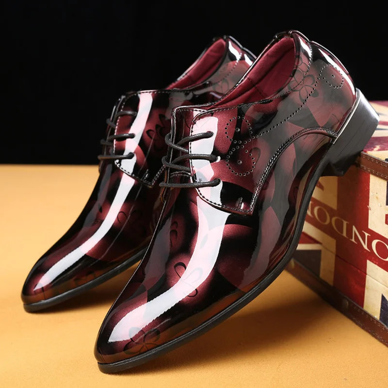 Dress Shoes Patent Leather Oxford for Men Formal Pointed Toe Business Wedding Plus 231026