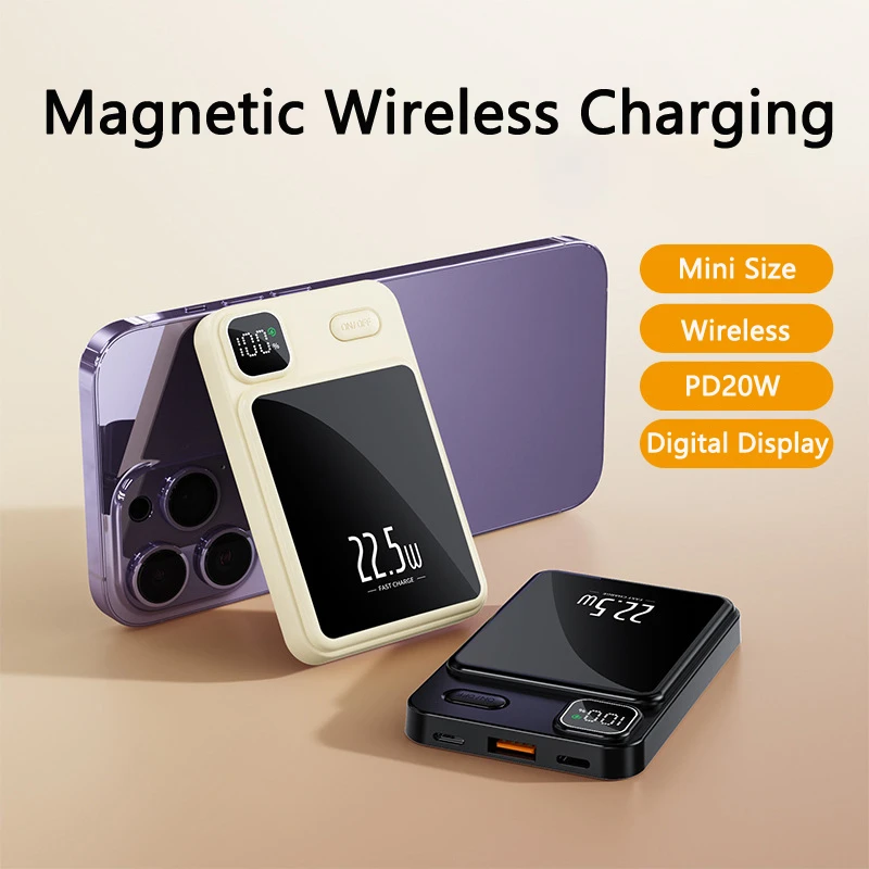 20000mAh Power Bank Magnetic Wireless Charger Portable PowerBank for iPhone 14 Samsung Xiaomi 22.5W Fast Charging Spare Battery