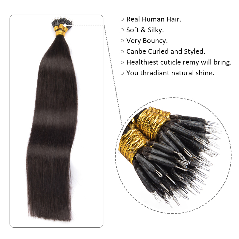 Remy Micro Beads Human Hair Extensions Nano Ring Link Hair Extensions Black Brown Blonde Piano Color 100g 14 16 18 20 22 24 26 28inch