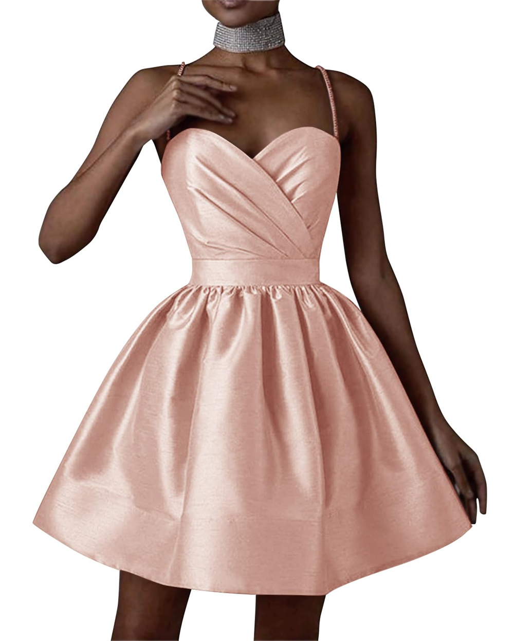 Spaghetti Straps Homecoming Dresses Princess Appliques Beaded Lace Up Mini Cocktail Formal Occasion Birthday Prom Graudation Cocktail Party Gowns HD10