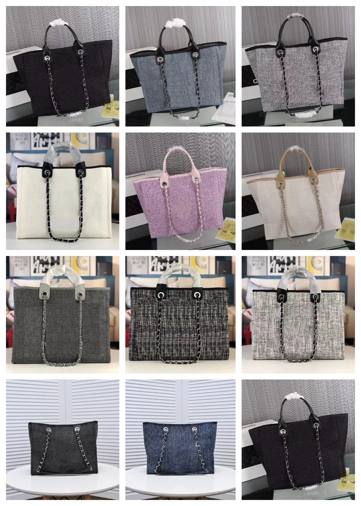 Shopping Bag Luxury Tote Bags Women's Denim Jeans Bag Handbag Fashion Designer with Lifting Chain