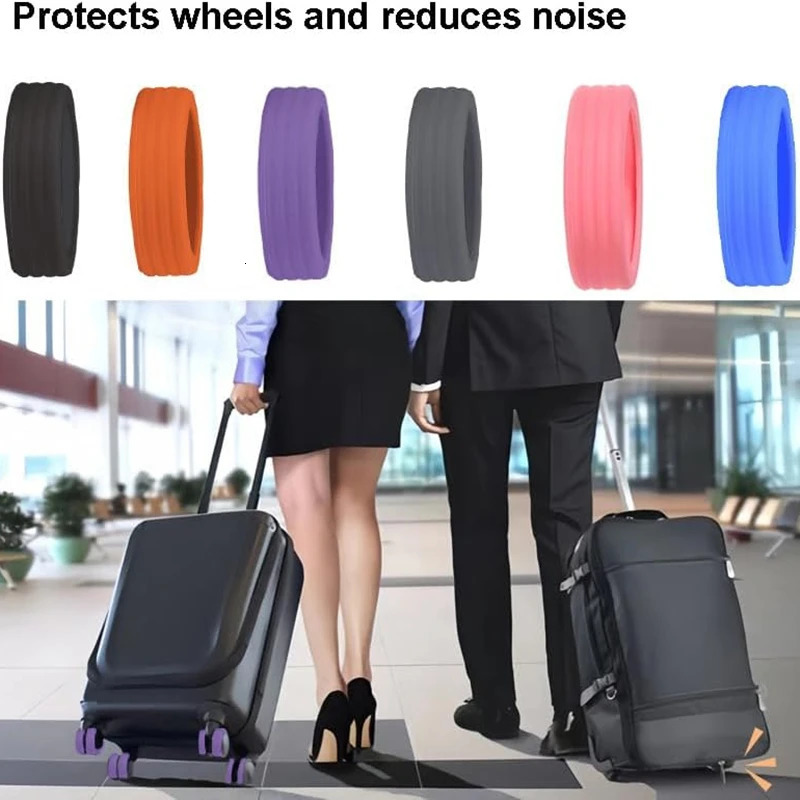 Bag Parts Accessories 8 4PCS Luggage Wheels Protector Silicone Caster Shoes Travel Suitcase Reduce Noise Cover 231026