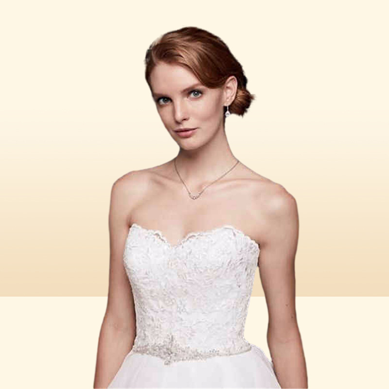 NEW Lace and Organza Wedding Ball Gown with Beading Sweetheart Designer Ruffled Skirt Custom Made Floor Length Bridal Gowns WG383