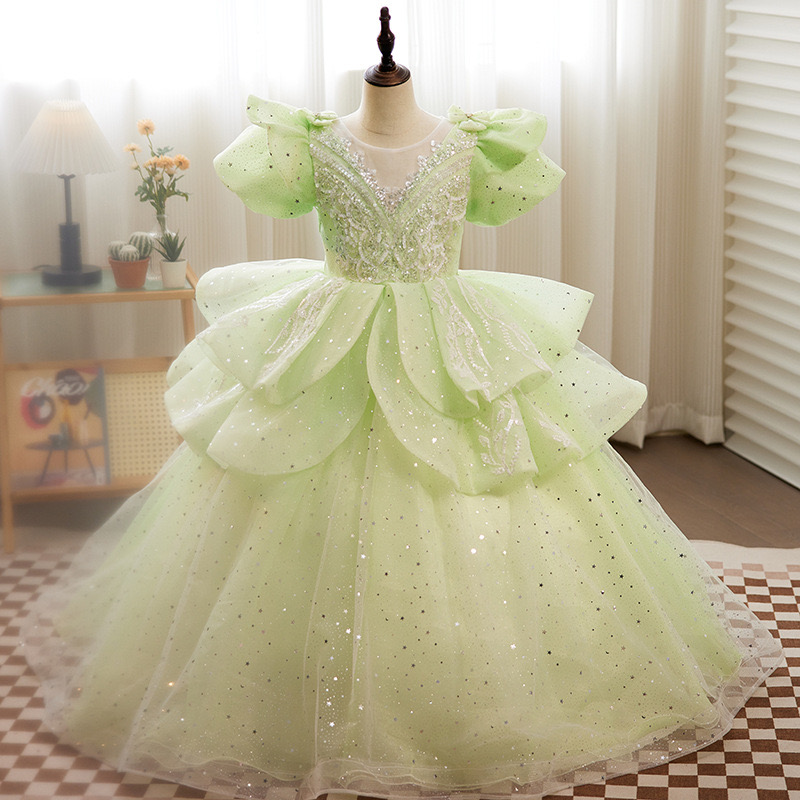 Wer Dress Shiny Lace Toddler Or Length Bridesmaid For Girl Urious Crystals Ball Gown Tiers Tulle Lilttle Kids Birthday Pageant Weddding Gowns 403 6660