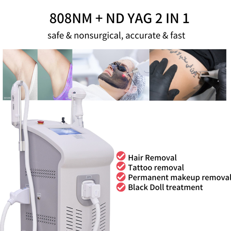 High Quality 808 Ice Cooling System Diode Laser 2 in 1 Laser Picosecond Tattoo Washing Multi-functional Freckle Removal Hair Removal Machine