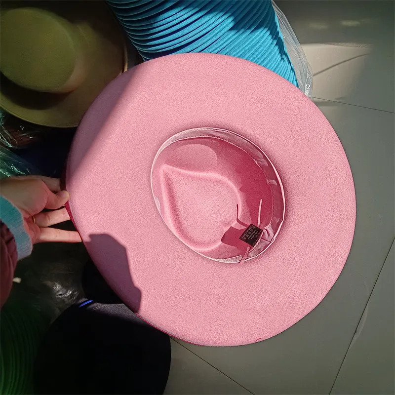 Wide Brim Hats Bucket Love fedora beige wholesale raised brim large monochrome neutral retail hat jazz winter 231027