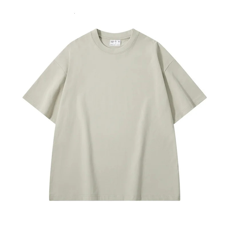 Men s Polos Sycpman 300grams 10 58oz Oversized Loose Heavy Weight Cotton Solid Color Drop Shoulder Short Sleeve T shirt Men for Summer 231027