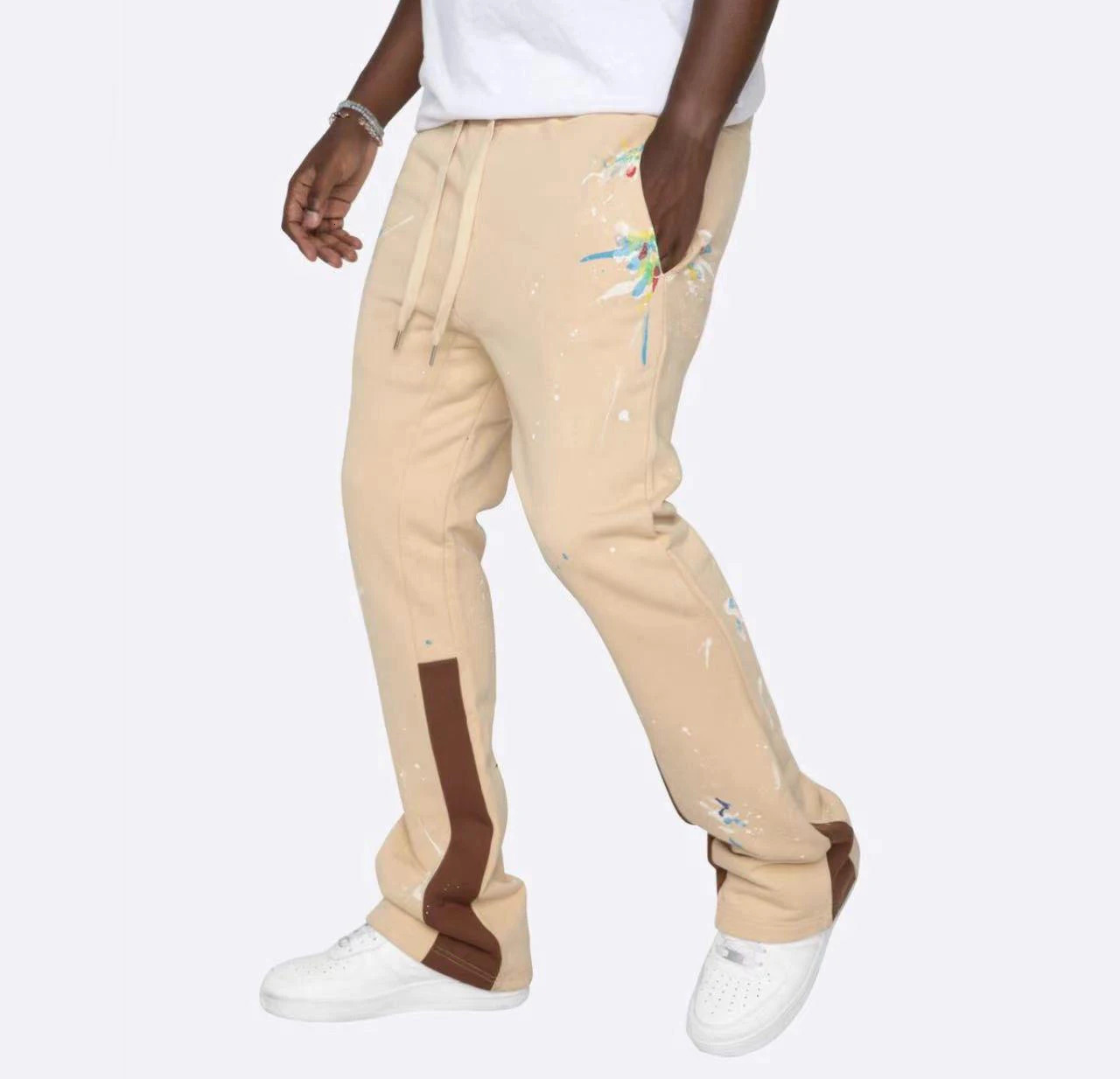 Men s Pants high quality trousers pants fleece joggers flared sweatpants men stacked sweat 231027