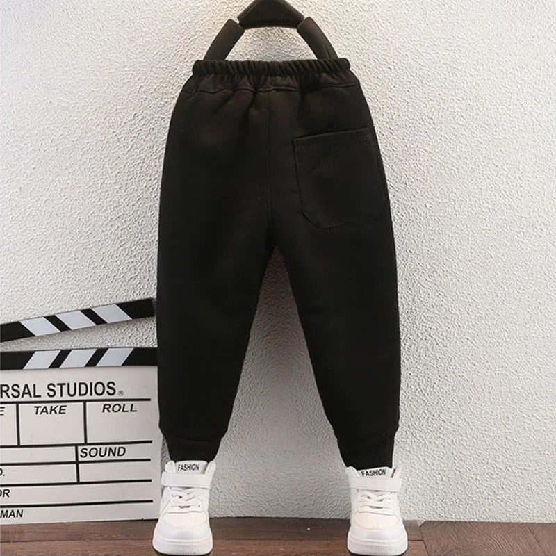 Trousers Winter Lace Up Fleece Lined Kids Harem Pants Warm Thicken Lambwool Fluff Children Pantalones Thick Snow Wear Sweatpants Trousers 231026