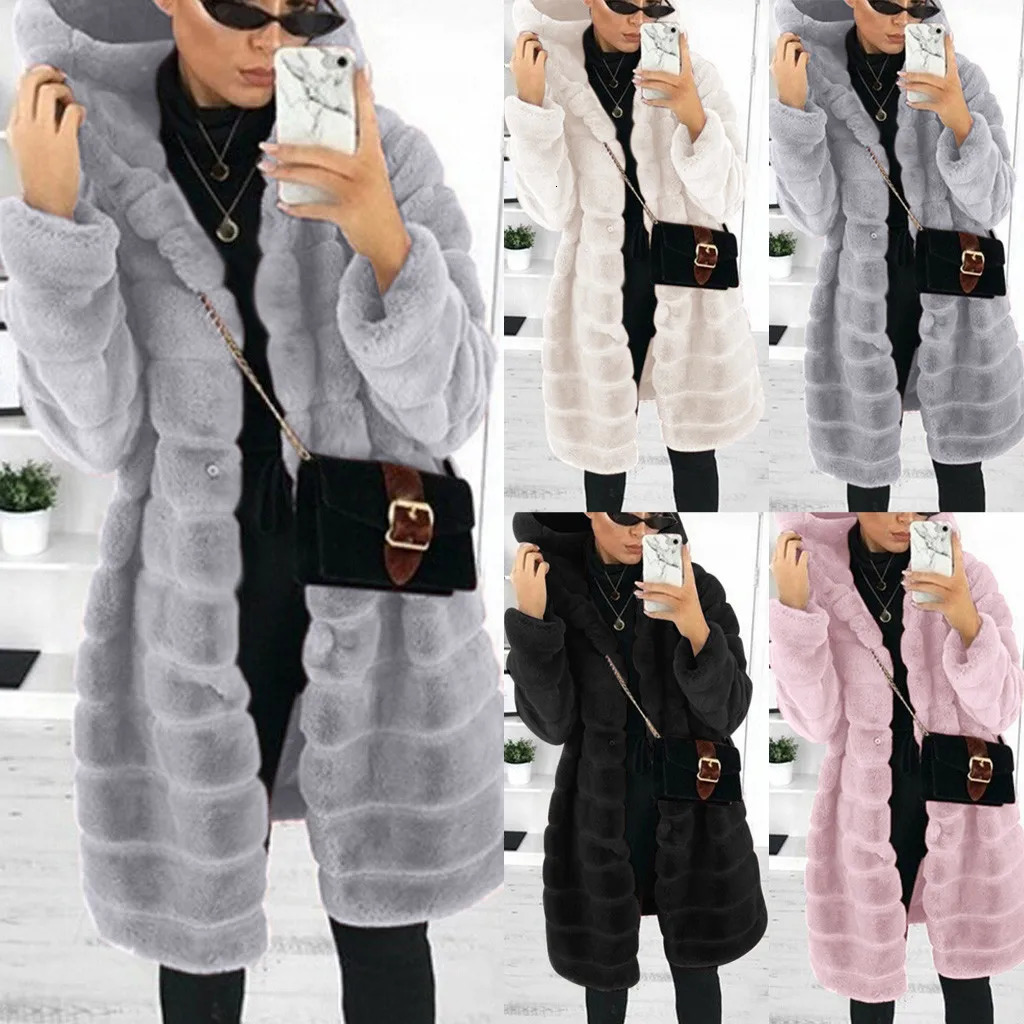 Women's Fur Faux Plus Size 4XL Winter Thicken Mink Coats for Women Fluffy Long Coat Warm Hooded Jackets For Overcoats 231026